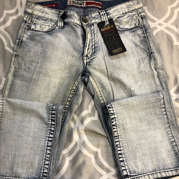 Fancy Light blue Men’s Jeans Bauhaus Brand straight fit low to mid rise - Picture 8 of 13